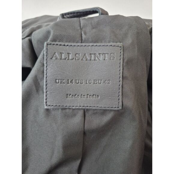 ALLSAINTS Dalby Black Leather Biker Jacket Women’s Size 10 US All Saints - Picture 6 of 7